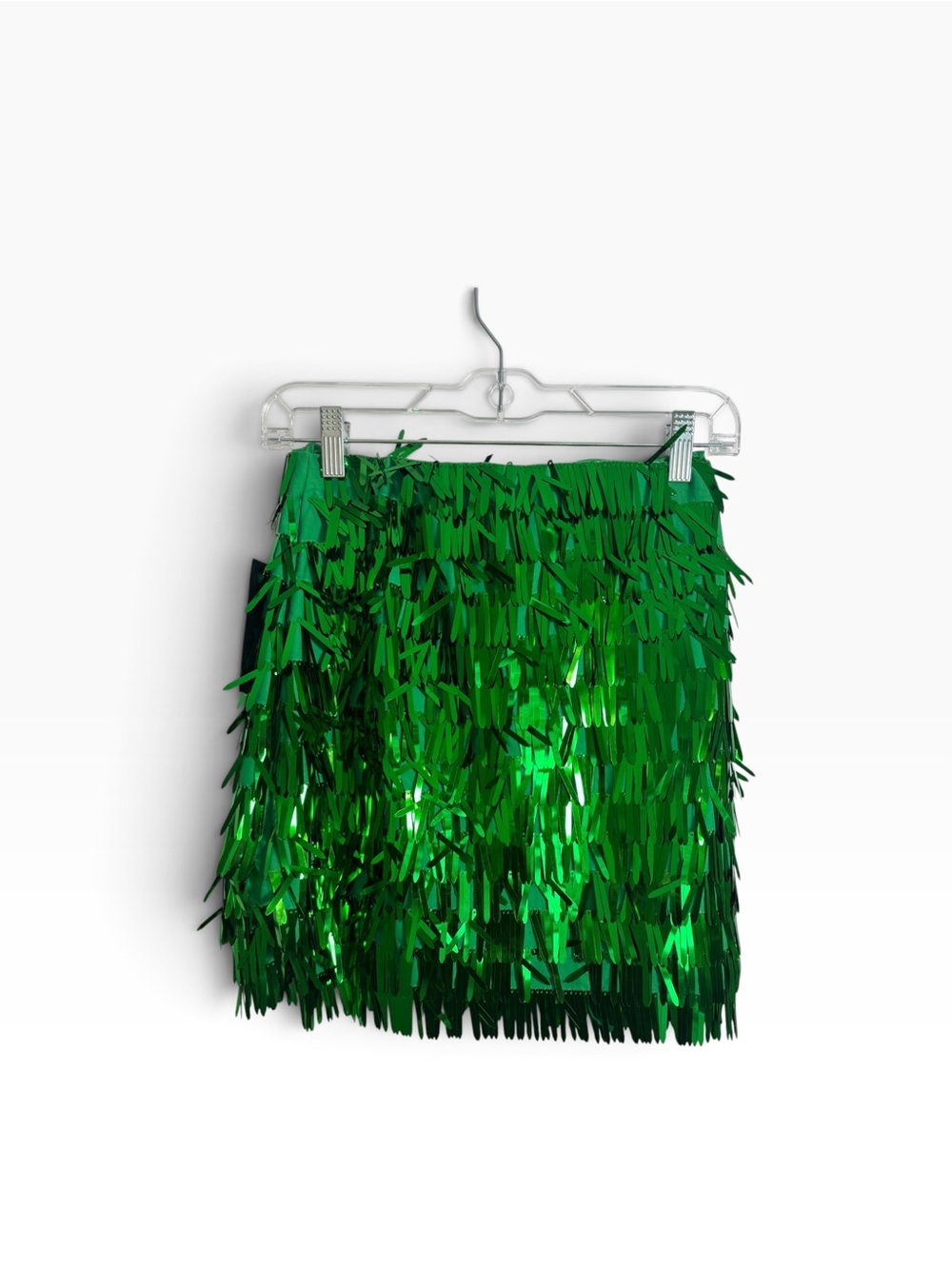 Tipsy Elves Emerald Green Sequin Fringe Mini Skirt